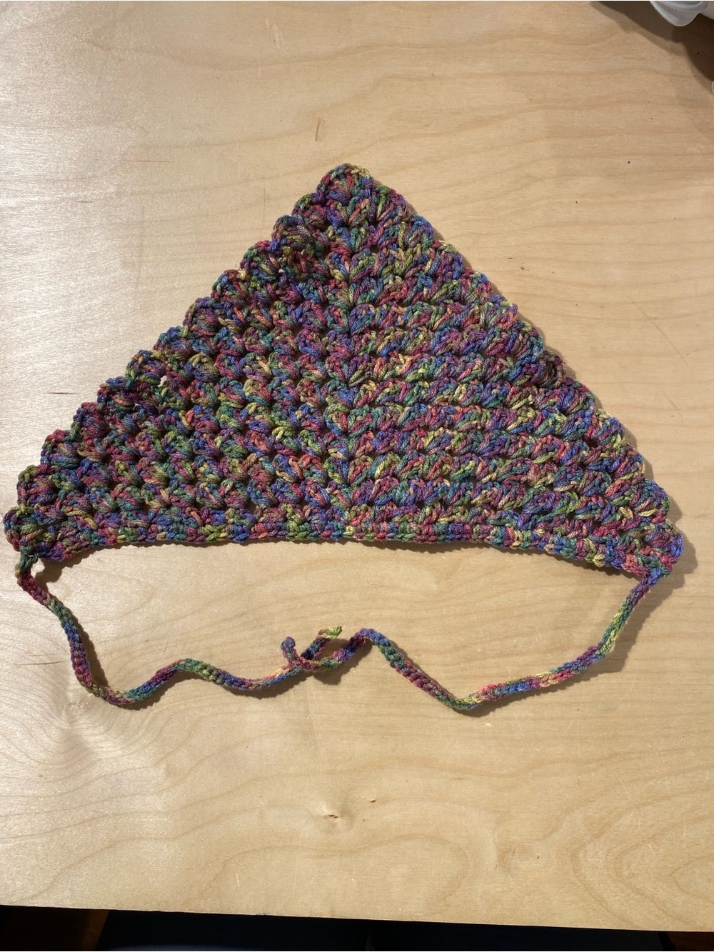 Hand-Crocheted Multicolor Triangle Bandanna (RZ) - Picture 3 of 10